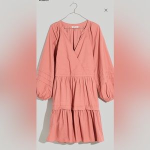 Madewell Pink Poplin Mini Wrap Dress